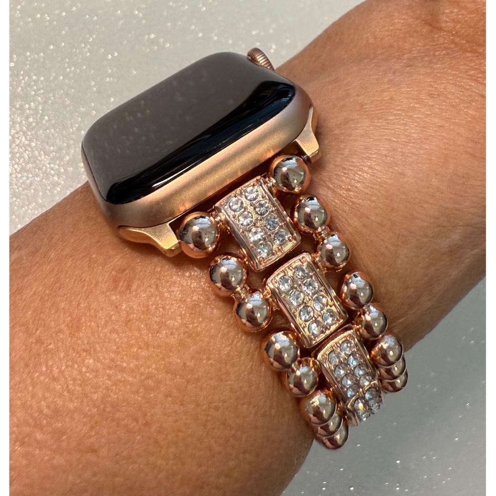 Apple Watch Band Rose Gold Swarovski Crystals Stainless Steel 38mm-49mm Iwatch